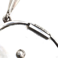 1940s Silver Mother of Pearl and Marcasite Pendant with a Basket of Flowers