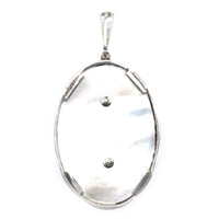 1940s Silver Mother of Pearl and Marcasite Pendant with a Basket of Flowers