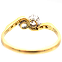 Edwardian 18ct Gold & Platinum, Two Stone Diamond 'Toi et Moi' Crossover Ring