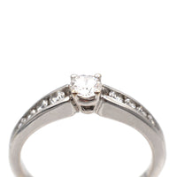 Modern 18ct White Gold, Solitaire Ring with Diamond Shoulders