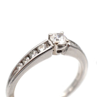 Modern 18ct White Gold, Solitaire Ring with Diamond Shoulders