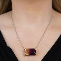 Modern 9ct White Gold, 28 carat Bi - Colour Amethyst - Citrine (Ametrine) Necklace