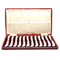 Set of 12 Late 19th Century Thomas Goode Silver Cutlery with Painted Meissen Porcelain Handles in Original Cases