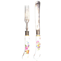 Set of 12 Late 19th Century Thomas Goode Silver Cutlery with Painted Meissen Porcelain Handles in Original Cases