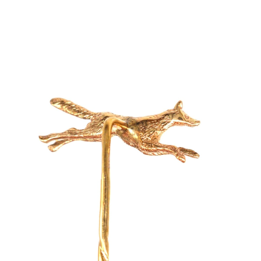 1950s 9ct gold running fox tie pin, beautifully crafted representation of a fox in motion, hallmark 1954.