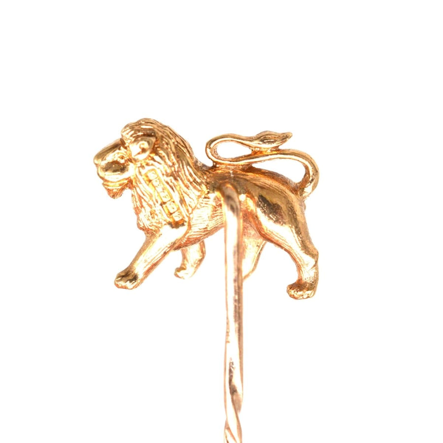 1950s vintage 9ct gold lion tie pin, exquisitely designed, perfect for colorful silk ties.