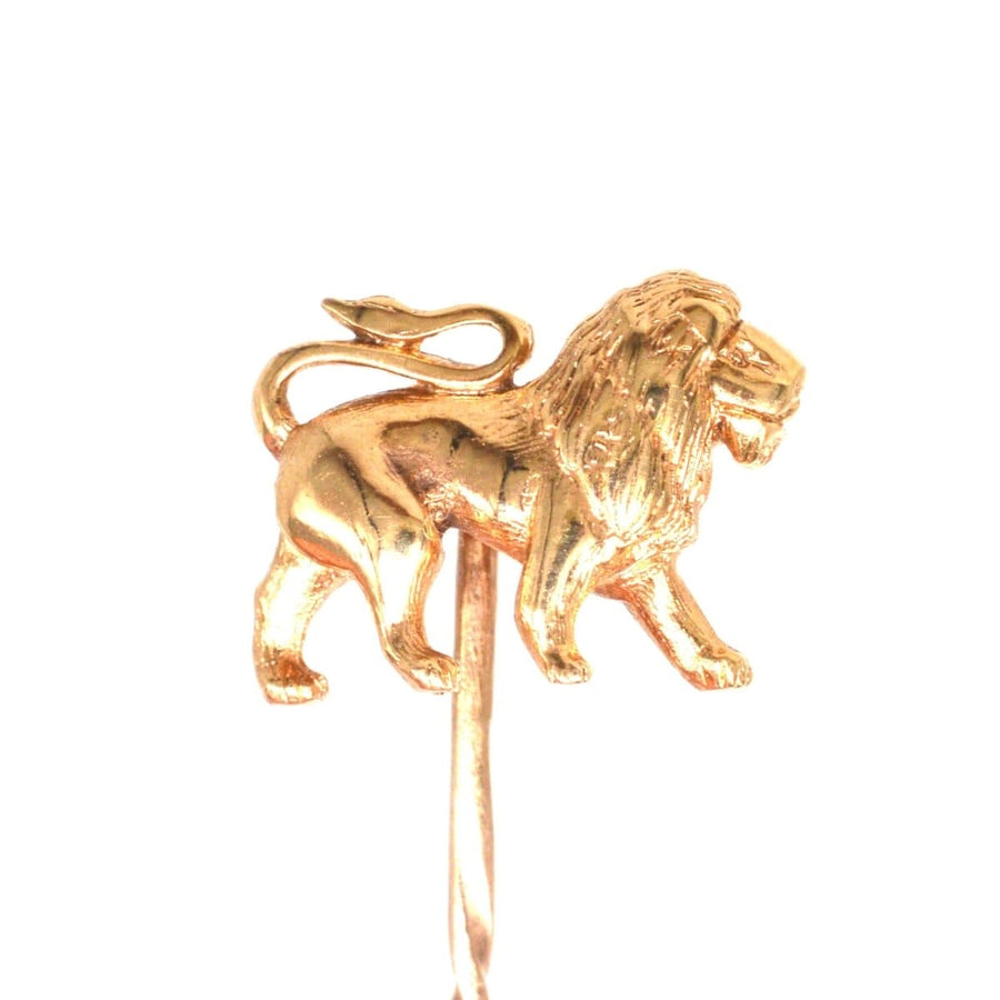 1950s vintage 9ct gold lion tie pin, beautifully crafted, perfect for a colorful silk tie.