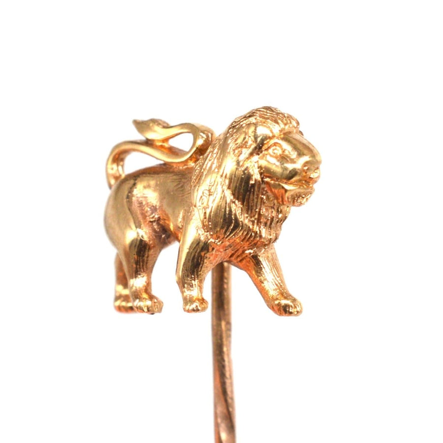 1950s vintage 9ct gold lion tie pin, beautifully crafted, ideal for colorful silk ties and comes with stoppers.