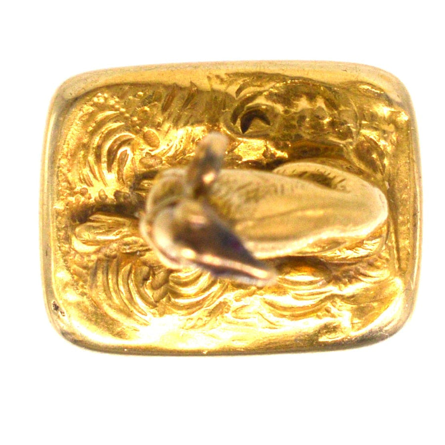 19th century 15ct gold whippet dog pendant with sardonyx seal fob and red stone eyes