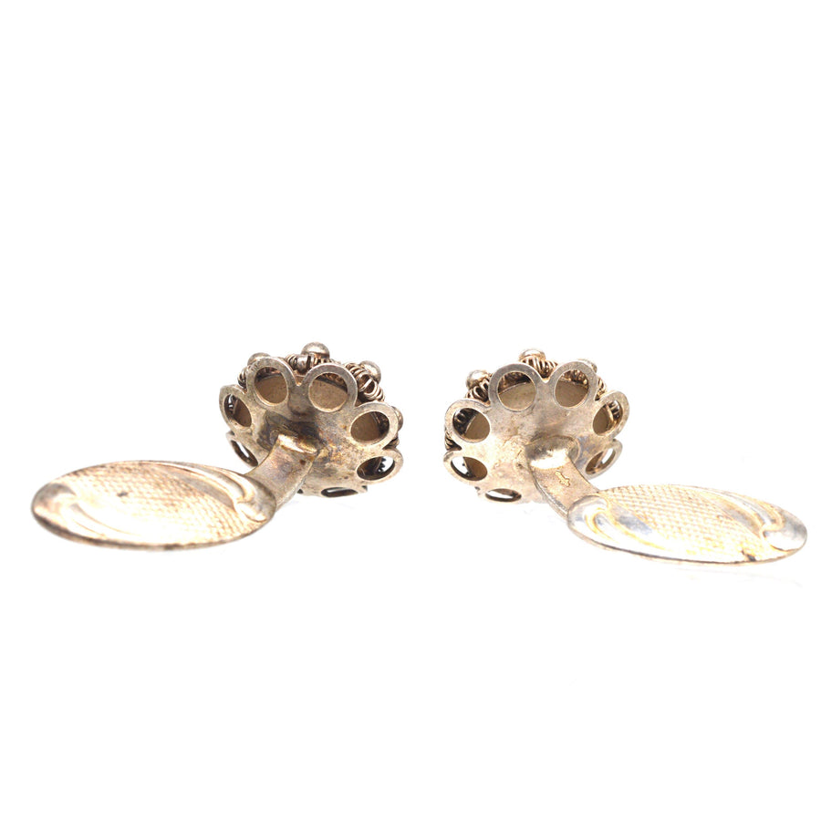 Vintage Silver Dutch cufflinks featuring filigree knot design by G. J. Van Den Bergh Jr. from Schoonhaven, Netherlands.