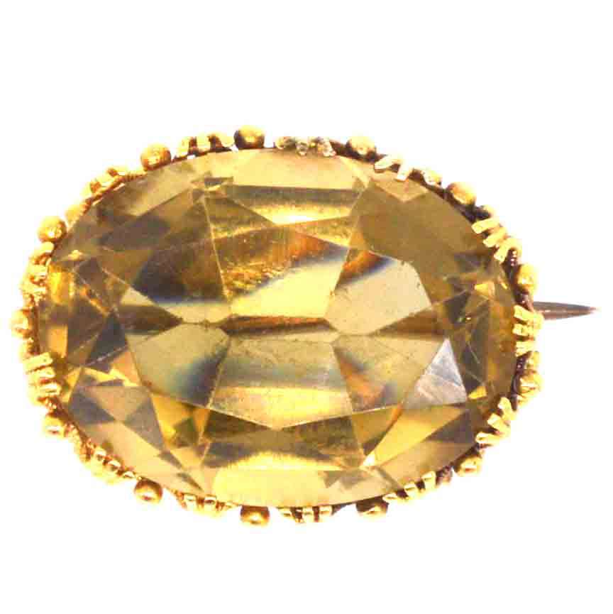 Small Regency 18ct Gold Citrine Brooch
