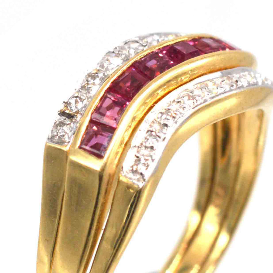 Retro 18ct Gold Tutti Frutti Interchangeable Diamond, Sapphire, Ruby & Emerald Ring