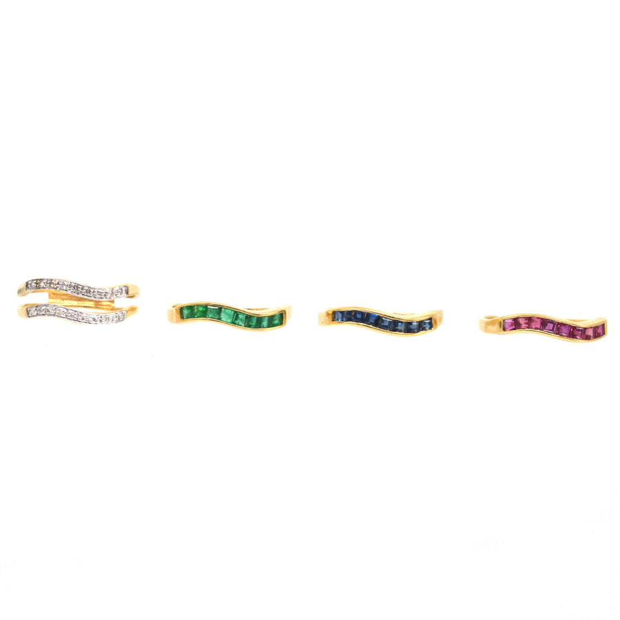 Retro 18ct Gold Tutti Frutti Interchangeable Diamond, Sapphire, Ruby & Emerald Ring