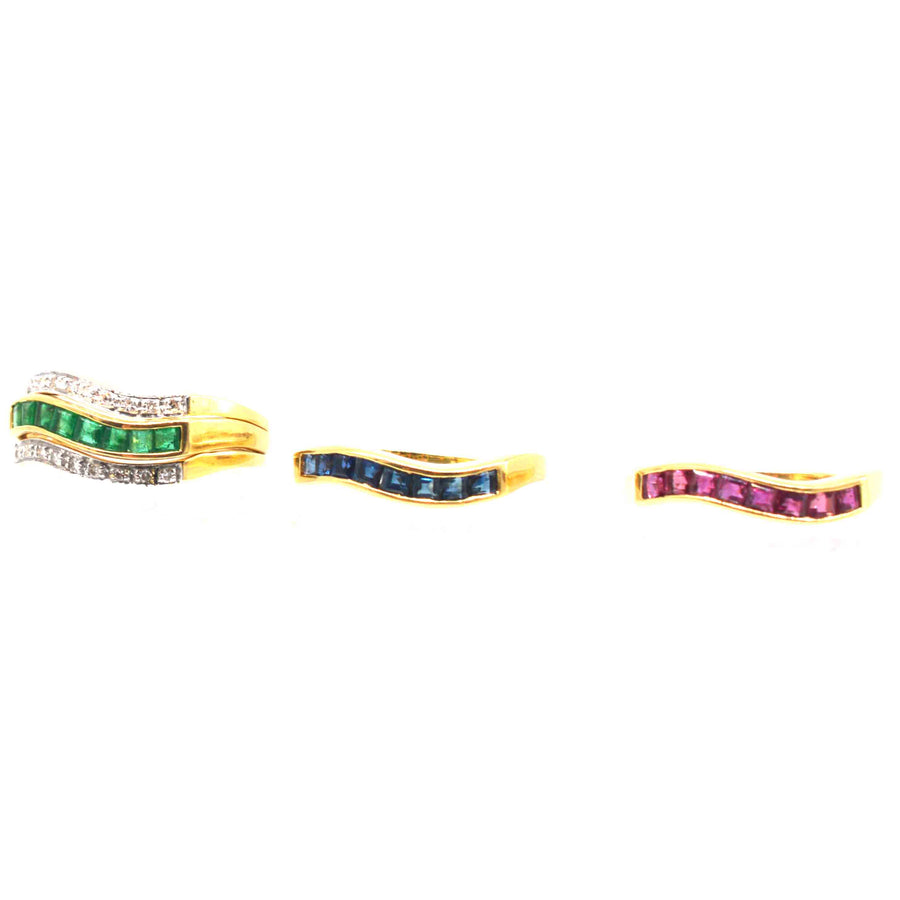 Retro 18ct Gold Tutti Frutti Interchangeable Diamond, Sapphire, Ruby & Emerald Ring