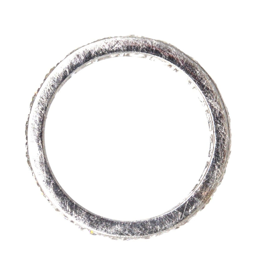 Art Deco 18ct white gold diamond eternity ring featuring 2 carats of sparkling diamonds, UK size N, elegant design.