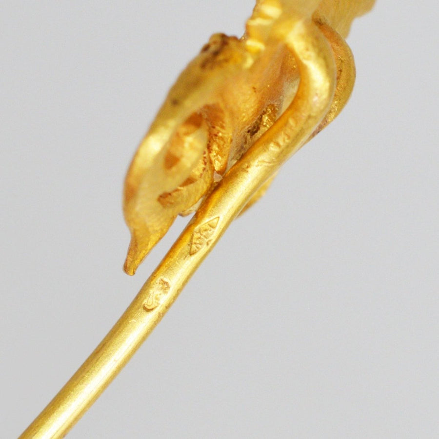 Art Nouveau 18ct Gold Griffin with a Diamond in his mouth | Parkin and Gerrish | Antique & Vintage Jewellery