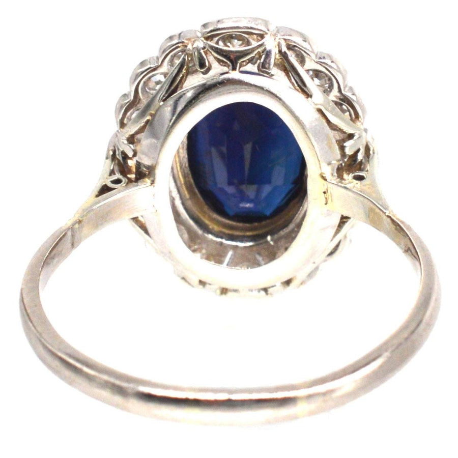 Early 20th Century Dark Blue Sapphire and Diamond Cluster Ring | Parkin and Gerrish | Antique & Vintage Jewellery
