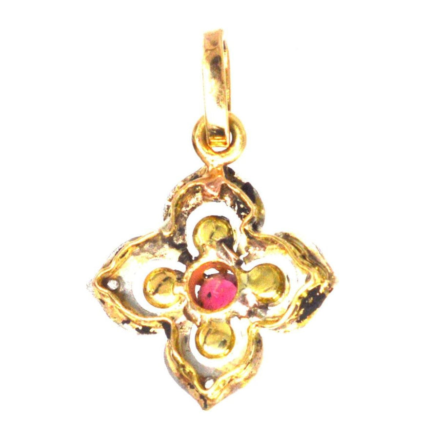 Early 20th Century Diamond, Pearl and Ruby Quatrefoil Pendant | Parkin and Gerrish | Antique & Vintage Jewellery