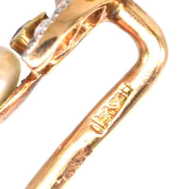 Edwardian 15ct Gold Ruby, Diamond and Natural Pearl Tie Pin | Parkin and Gerrish | Antique & Vintage Jewellery