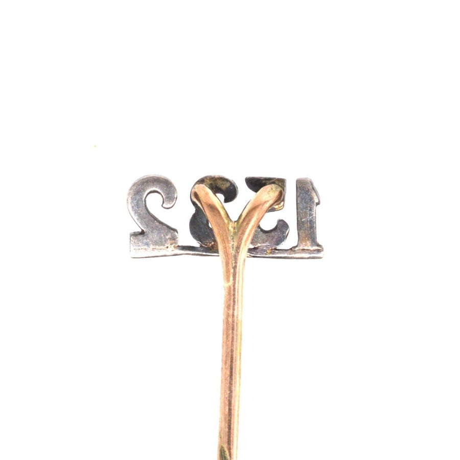 Edwardian silver and enamel tie pin featuring the year 1532, a nod to Bristol Grammar School's founding.