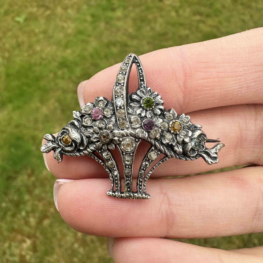 Edwardian Silver Coloured Paste Giardinetti Brooch | Parkin and Gerrish | Antique & Vintage Jewellery
