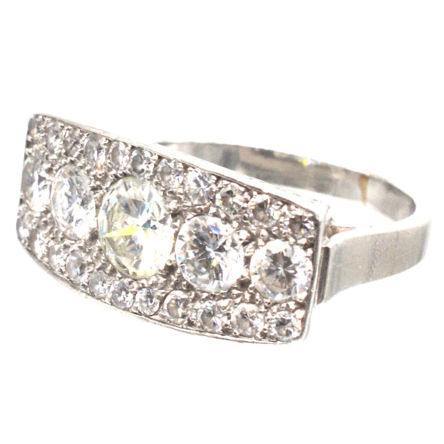 French Art Deco platinum ring featuring over 2 carats of dazzling diamonds in a chic design.