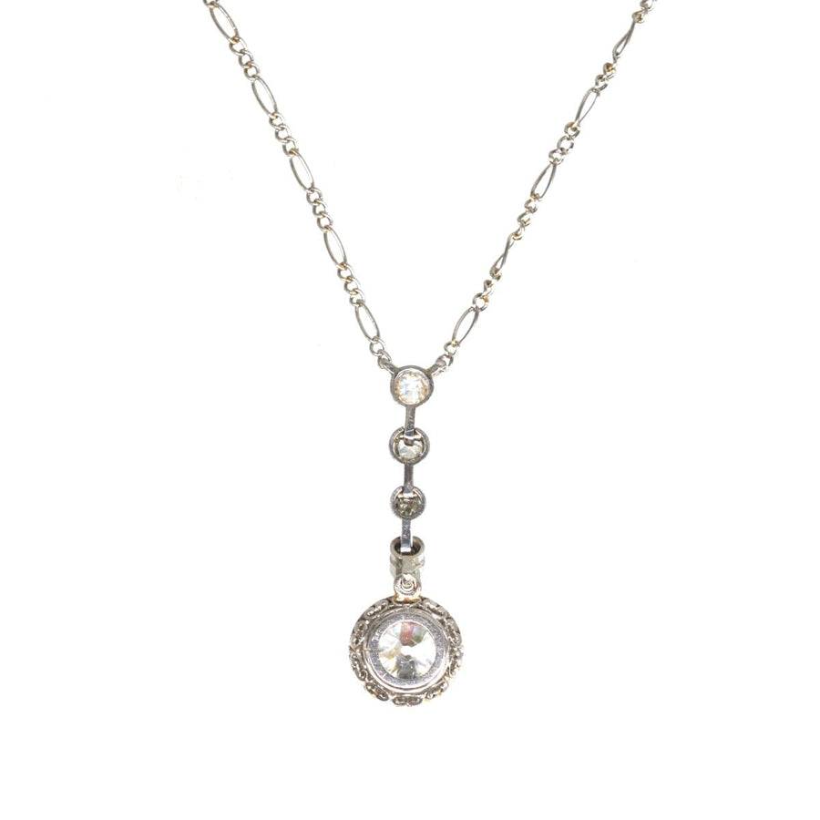 Belle Epoque diamond drop pendant necklace in platinum and 18ct white gold, featuring approx. 1.3 carats of diamonds.