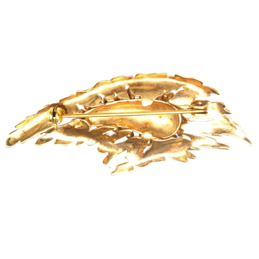 Mid-century Modernist gold spray brooch with floral design by Andrew Grima, perfect for dresses or jackets.