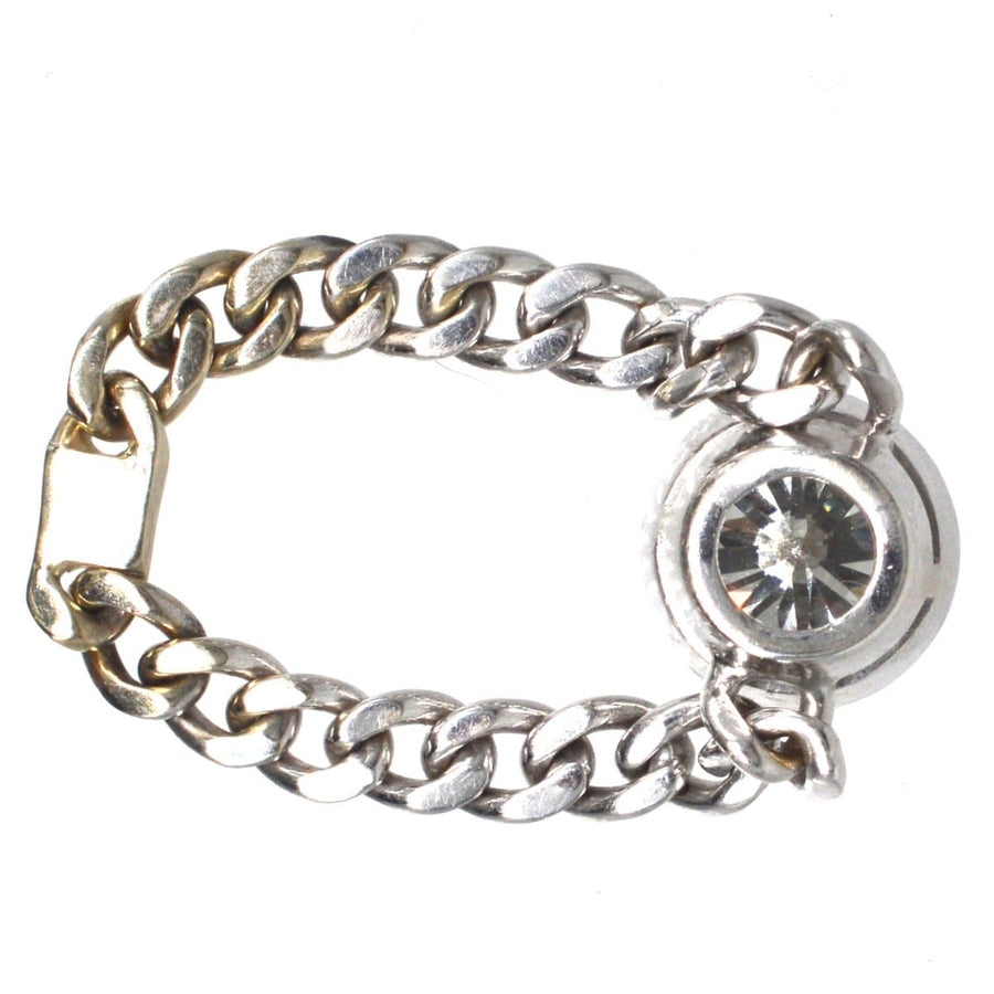 Modern 18ct white gold chain ring featuring a 1.8 carat brilliant cut diamond in a bezel setting.