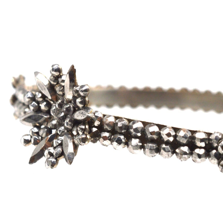 Regency Cut Steel Bangle with floral design, featuring cut steel rose diamonds in a vintage style.