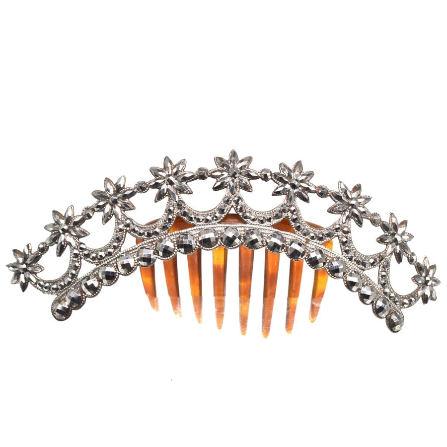 Regency cut steel tiara with stars and tortoiseshell comb, showcasing intricate design and historical elegance.