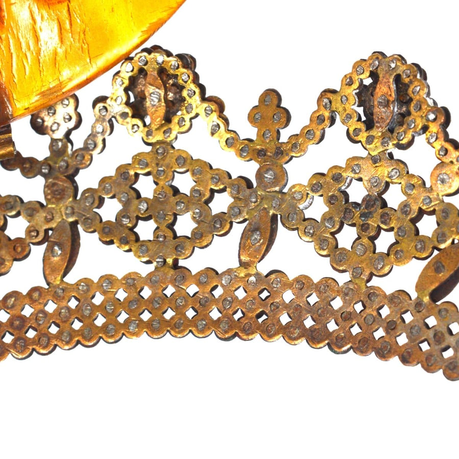 Regency early 19th century cut steel tiara hair comb, showcasing intricate metalwork and vintage elegance.