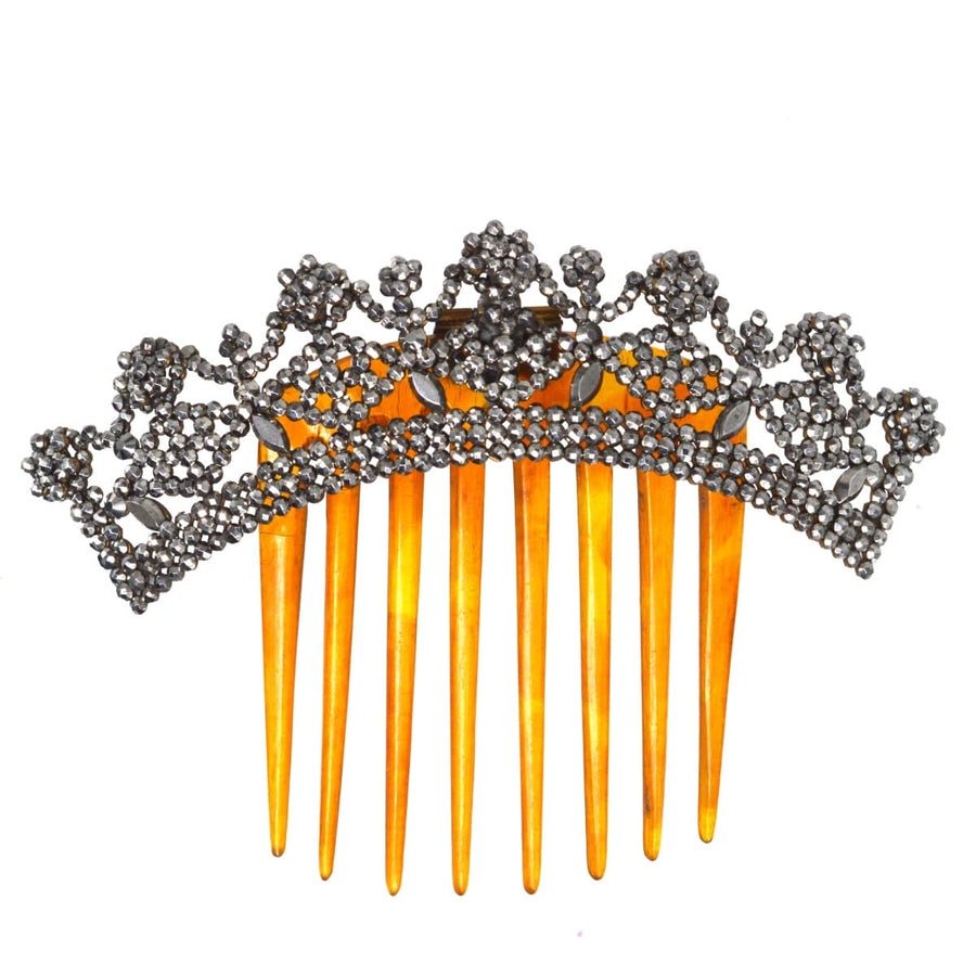 Regency early 19th century cut steel tiara hair comb, featuring intricate details and a vintage appeal.