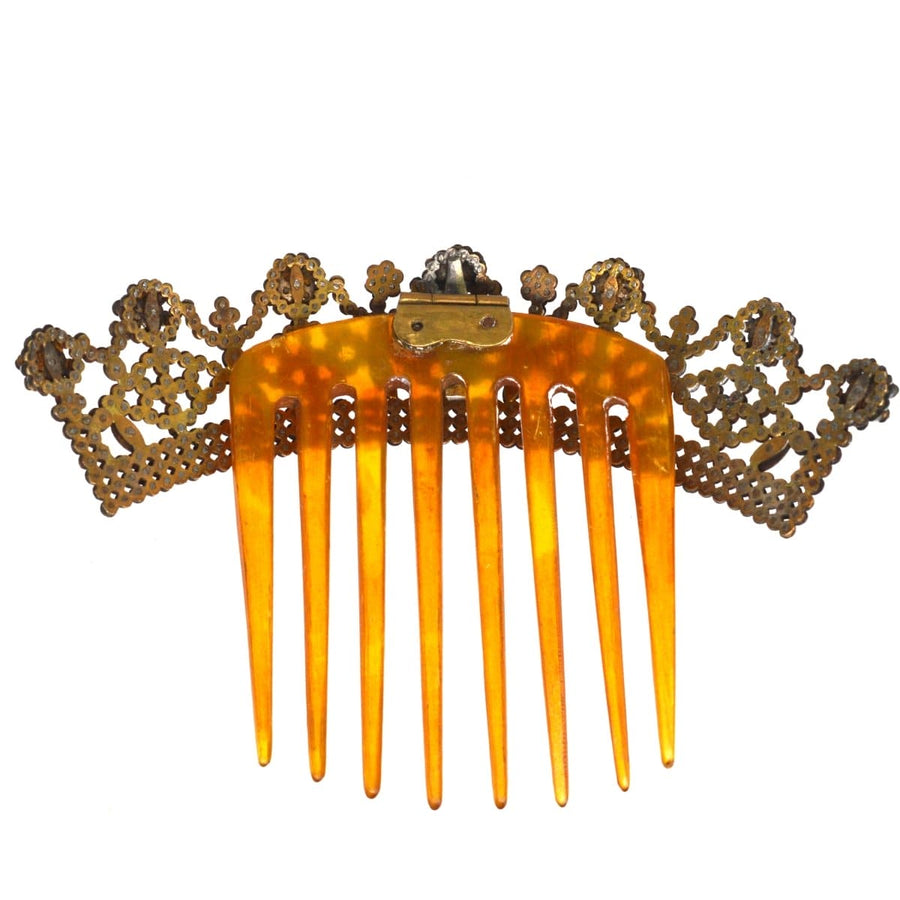 Regency early 19th century cut steel tiara hair comb in lovely condition, showcasing intricate design and vintage elegance.