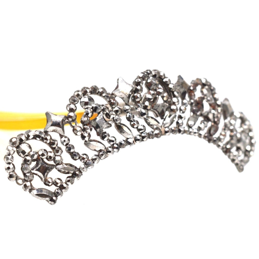 19th Century Small Regency Cut Steel Hair Tiara Comb with riveted studs designed to sparkle like diamonds.
