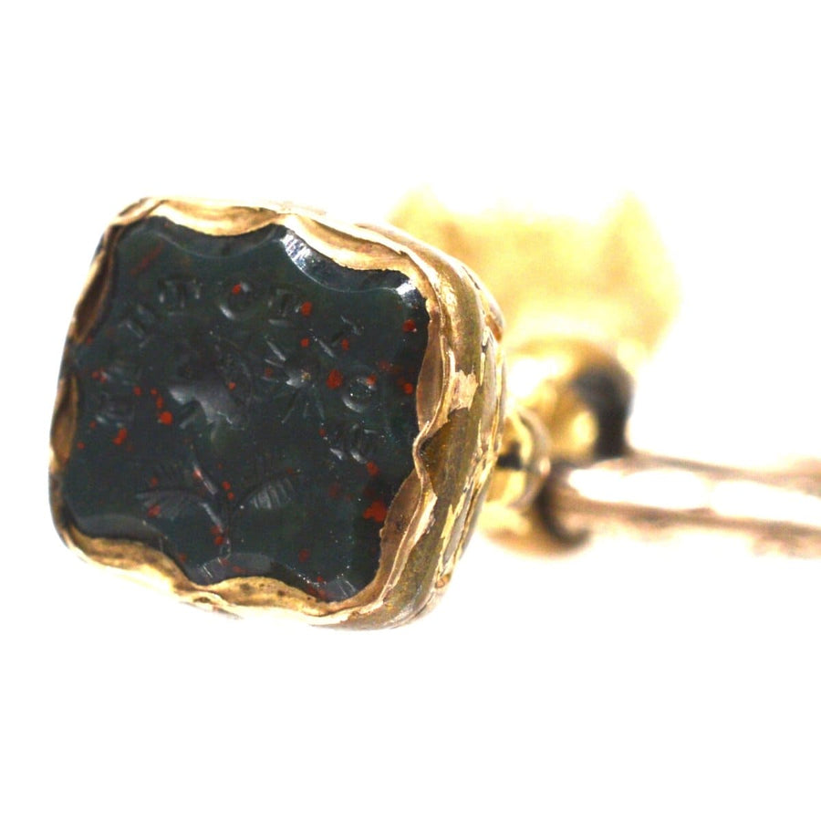 Early Victorian gold cased seal featuring a unique bloodstone, highlighting the motto 'So I To Thee'.
