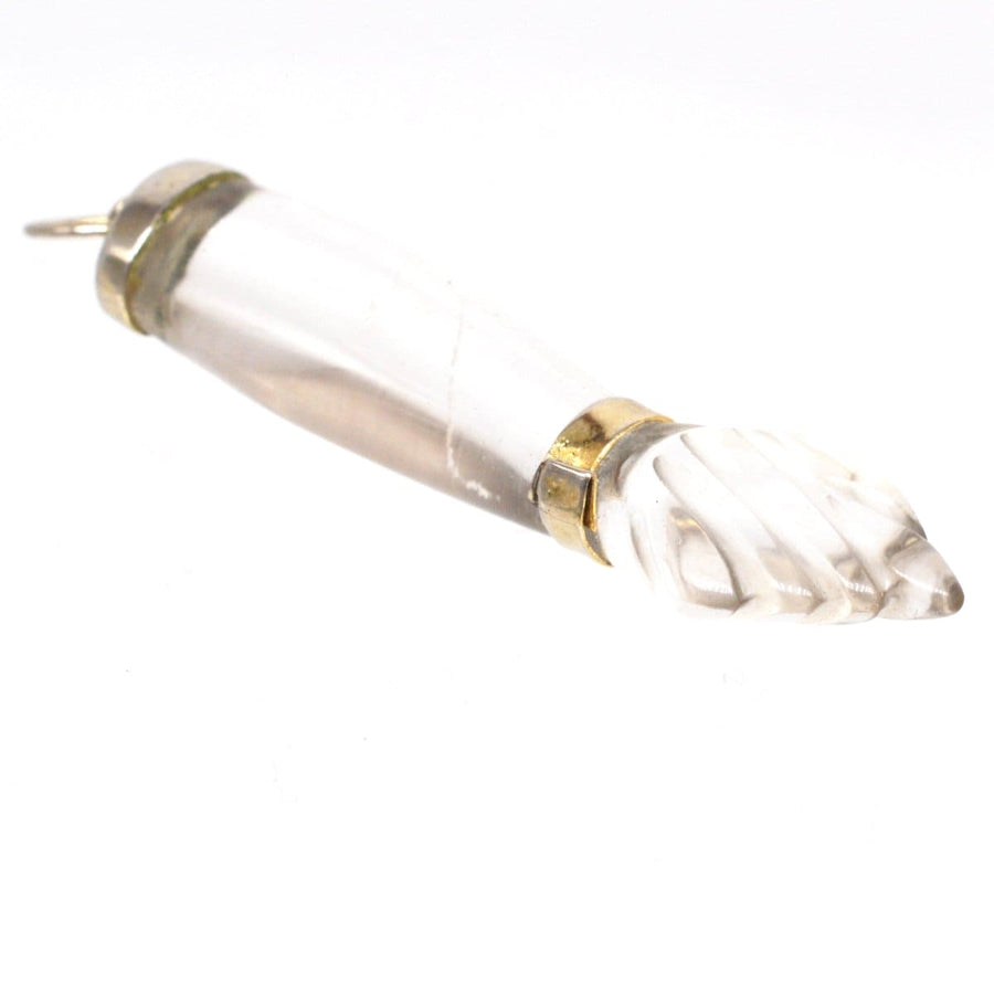 Victorian silver gilt rock crystal mano figa hand pendant, symbolizing fertility and protection.