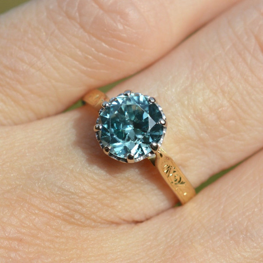 Vintage 18ct Gold and Platinum Zircon Solitaire Ring | Parkin and Gerrish | Antique & Vintage Jewellery