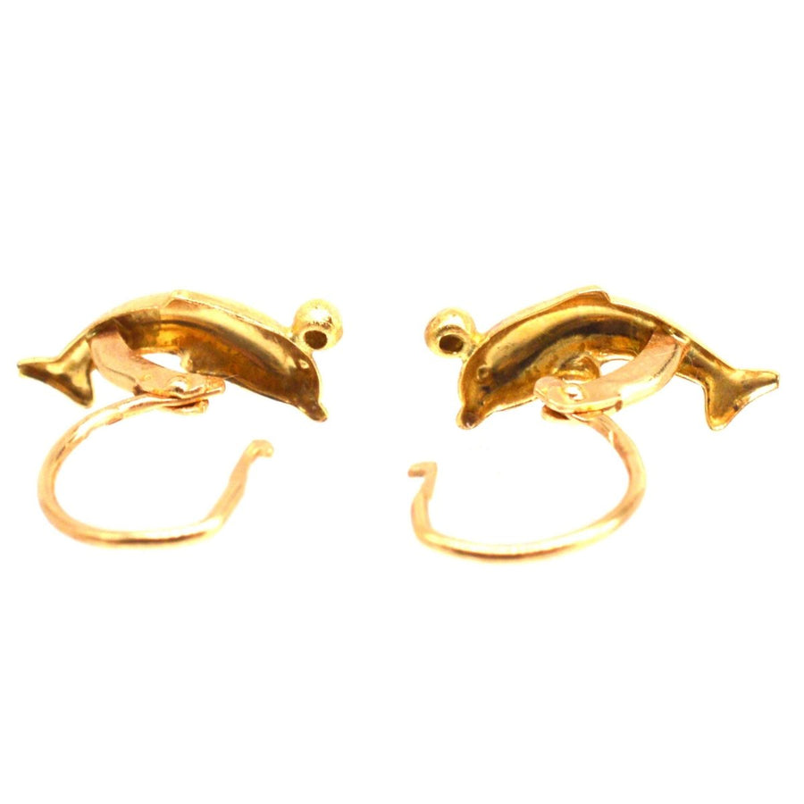 Vintage 18ct Gold Dolphin Sleeper Earrings | Parkin and Gerrish | Antique & Vintage Jewellery