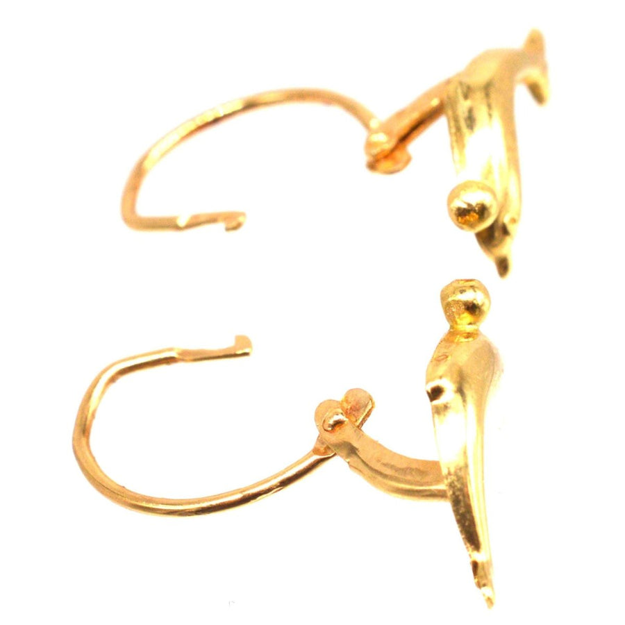 Vintage 18ct Gold Dolphin Sleeper Earrings | Parkin and Gerrish | Antique & Vintage Jewellery