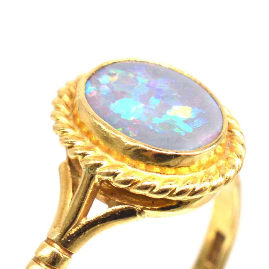 Vintage 18ct Gold Grey Opal Ring | Parkin and Gerrish | Antique & Vintage Jewellery