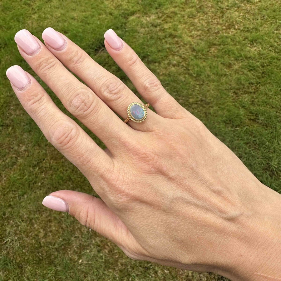 Vintage 18ct Gold Grey Opal Ring | Parkin and Gerrish | Antique & Vintage Jewellery