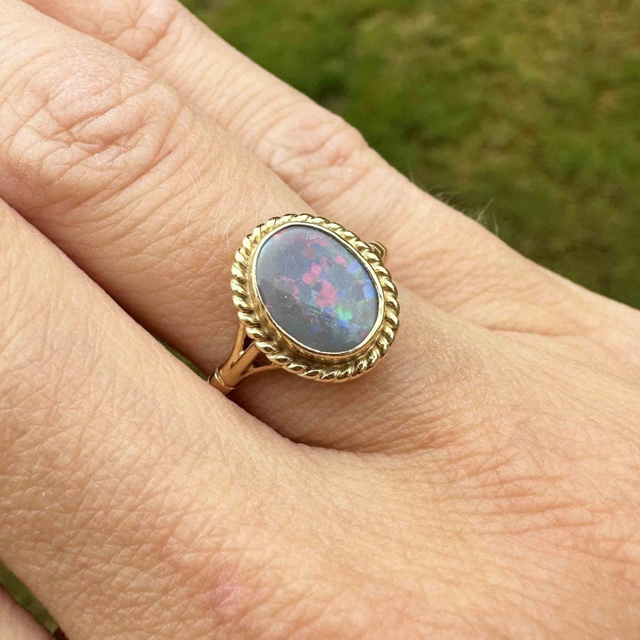 Vintage 18ct Gold Grey Opal Ring | Parkin and Gerrish | Antique & Vintage Jewellery