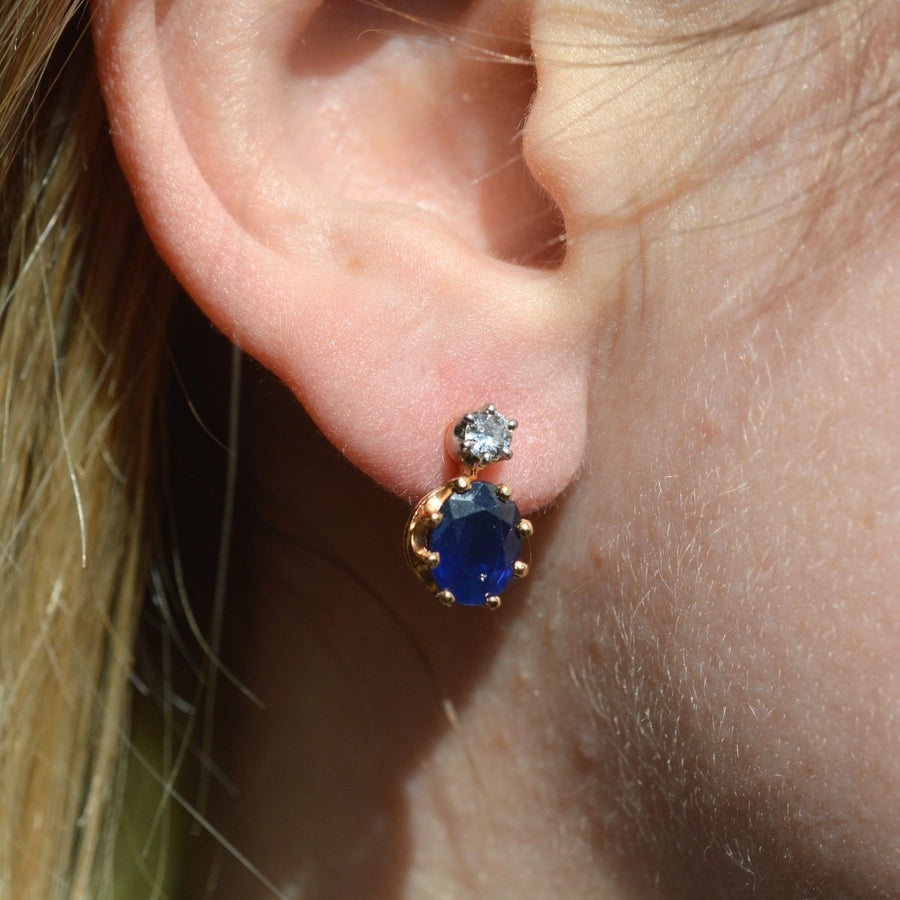 Vintage 18ct Gold Sapphire and Diamond Earrings | Parkin and Gerrish | Antique & Vintage Jewellery