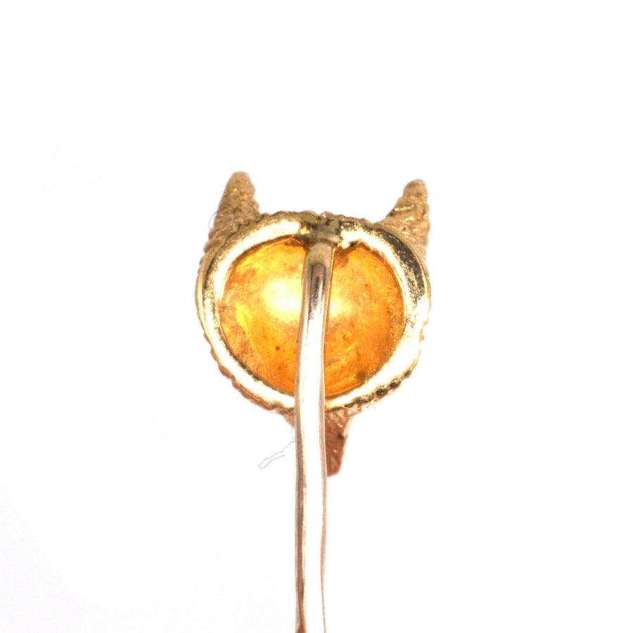 Vintage 1970s 9ct gold fox head tie pin crafted in Birmingham, perfect gift for country sports enthusiasts.