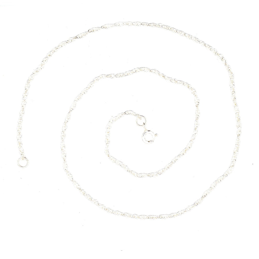 Contemporary silver Prince of Wales rope chain, 18 inches long and 1.9mm wide, crafted in the UK.