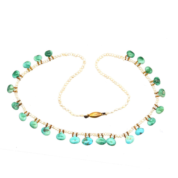 Edwardian Turquoise and Seed Pearl Necklace | Parkin and Gerrish (UK)