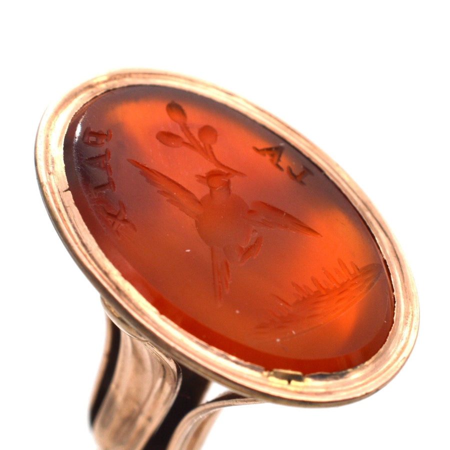 Georgian Gold & Carnelian Intaglio Seal with Dove & Olive Branch | Parkin and Gerrish (UK)