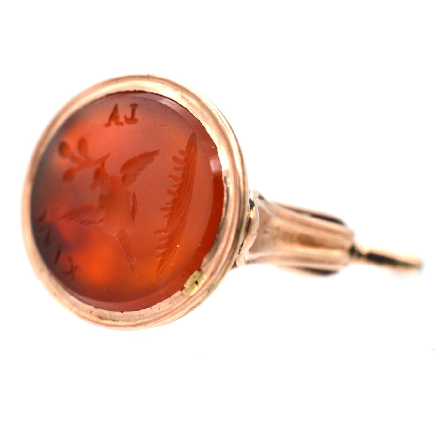 Georgian Gold & Carnelian Intaglio Seal with Dove & Olive Branch | Parkin and Gerrish (UK)