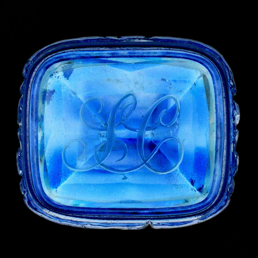 Georgian gold cased seal featuring a blue citrine intaglio engraved with the initials 'SC', c.1820.
